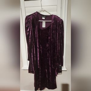 Purple velvet 2 piece dress new